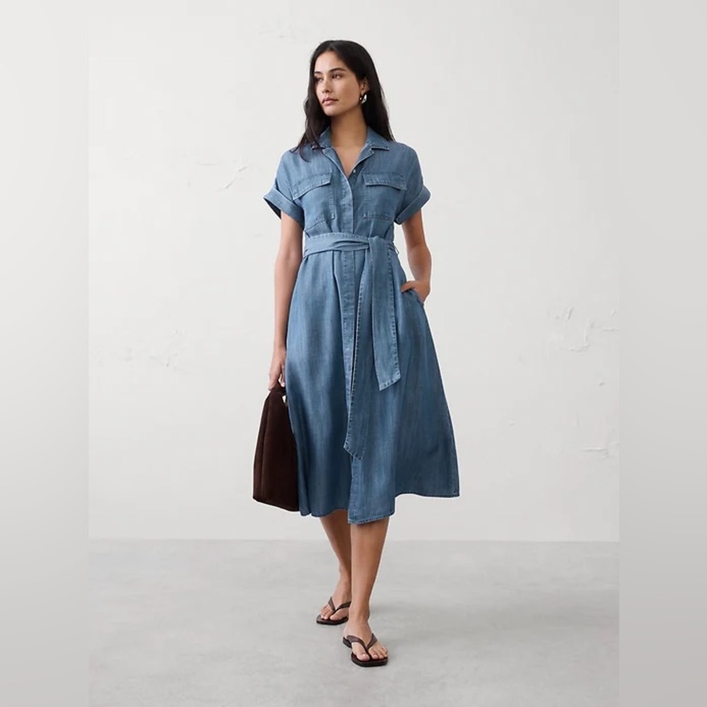 Banana Republic Factory Chambray Utility Midi Shirt Dress – Large (NWT)